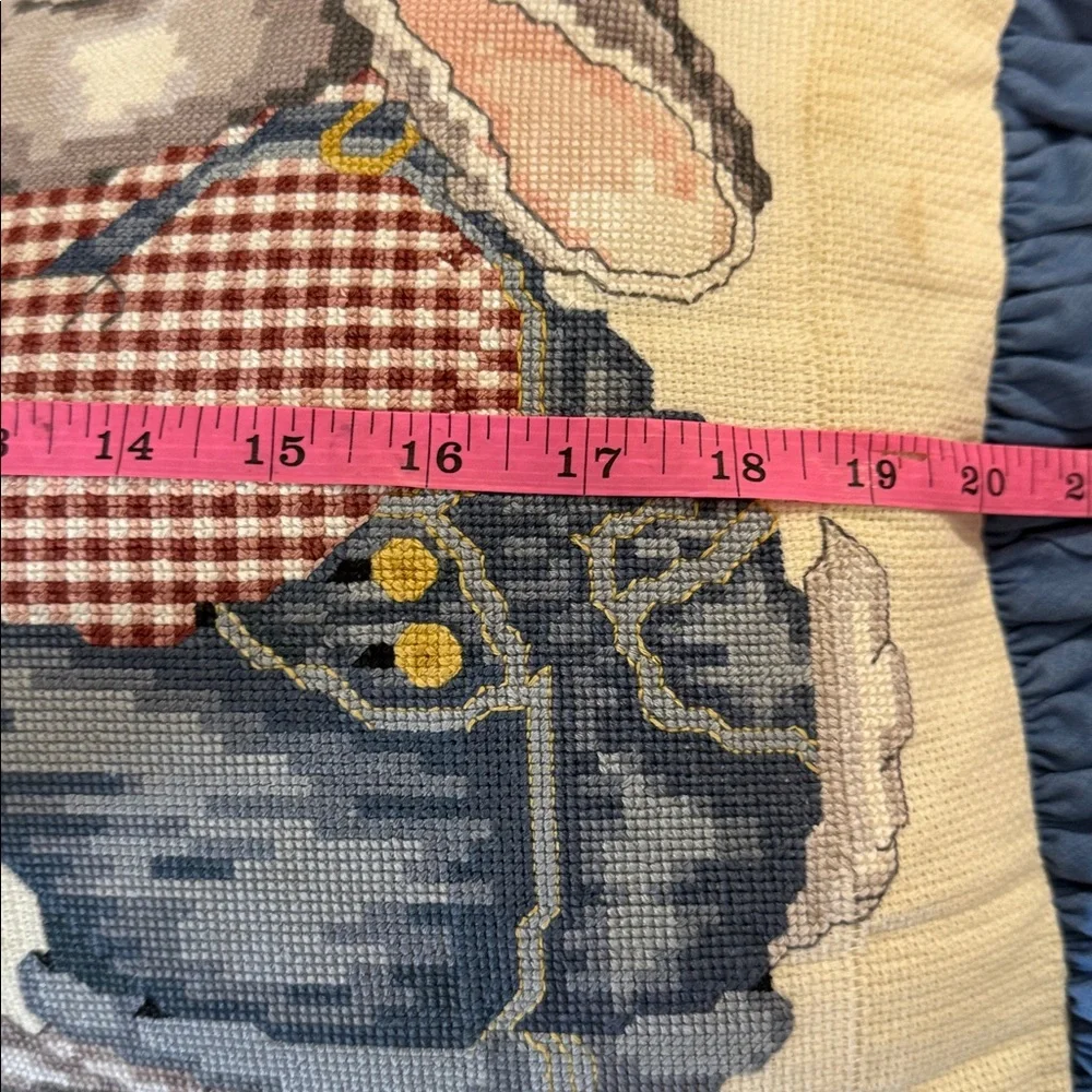 Rabbits 1989 cross stitch pillow
